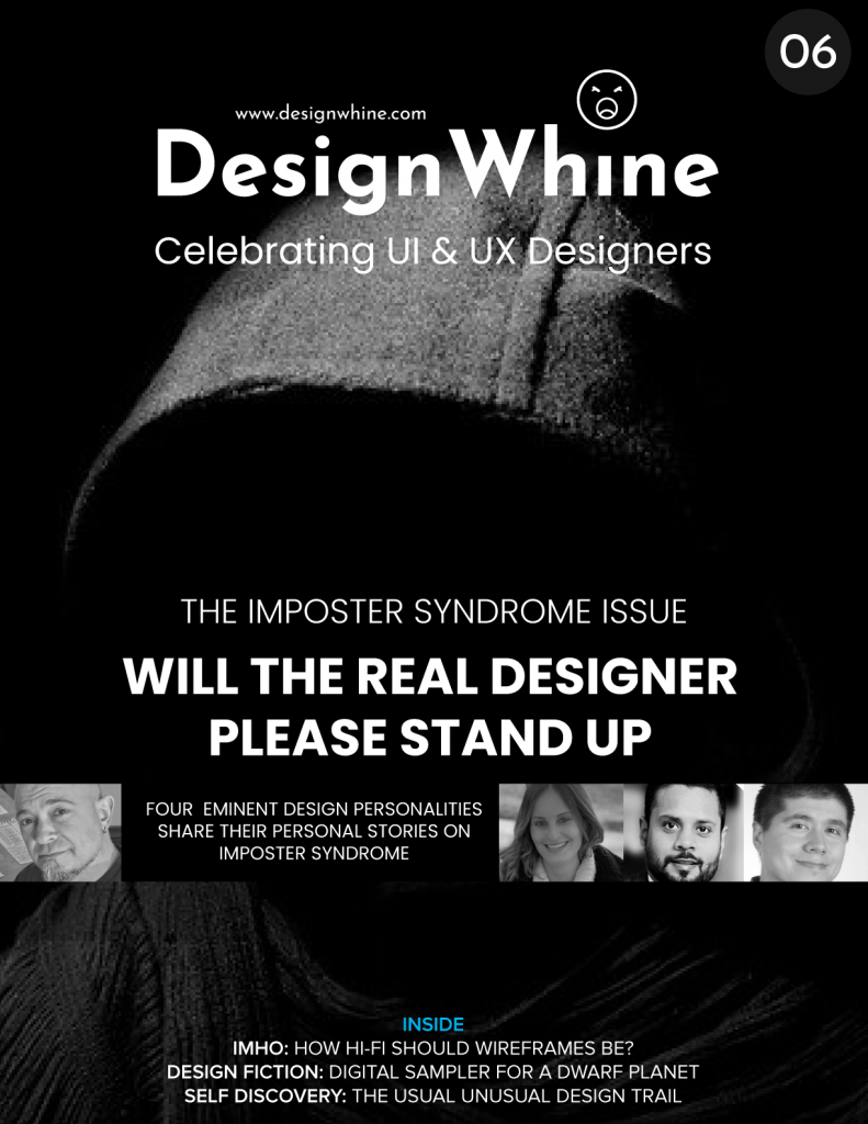 Cover Of Sixth Issue Of Designwhine Focusing On Imposter Syndrome In Ux Design