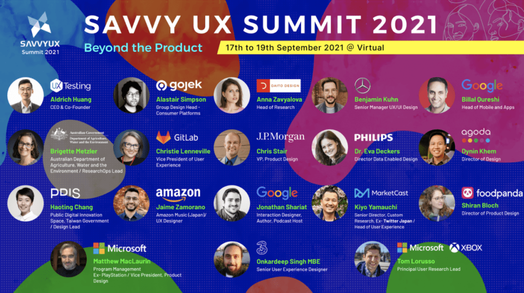 Speakers at the Savvy UX Summit, 2021.